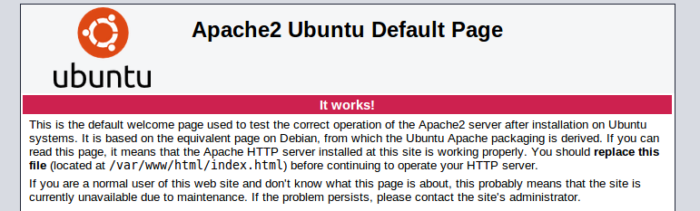 Apache localhost Default Page