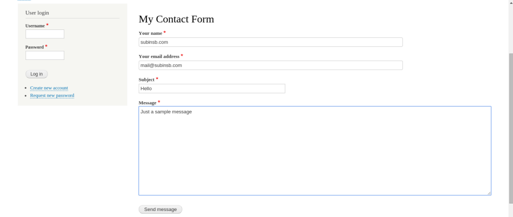 Filling up the Drupal Contact Form